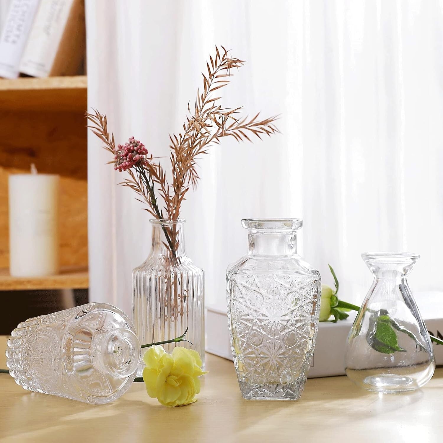 Durable Glass Bud Vases Set - 20 Versatile Clear Vases for Floral Arrangements