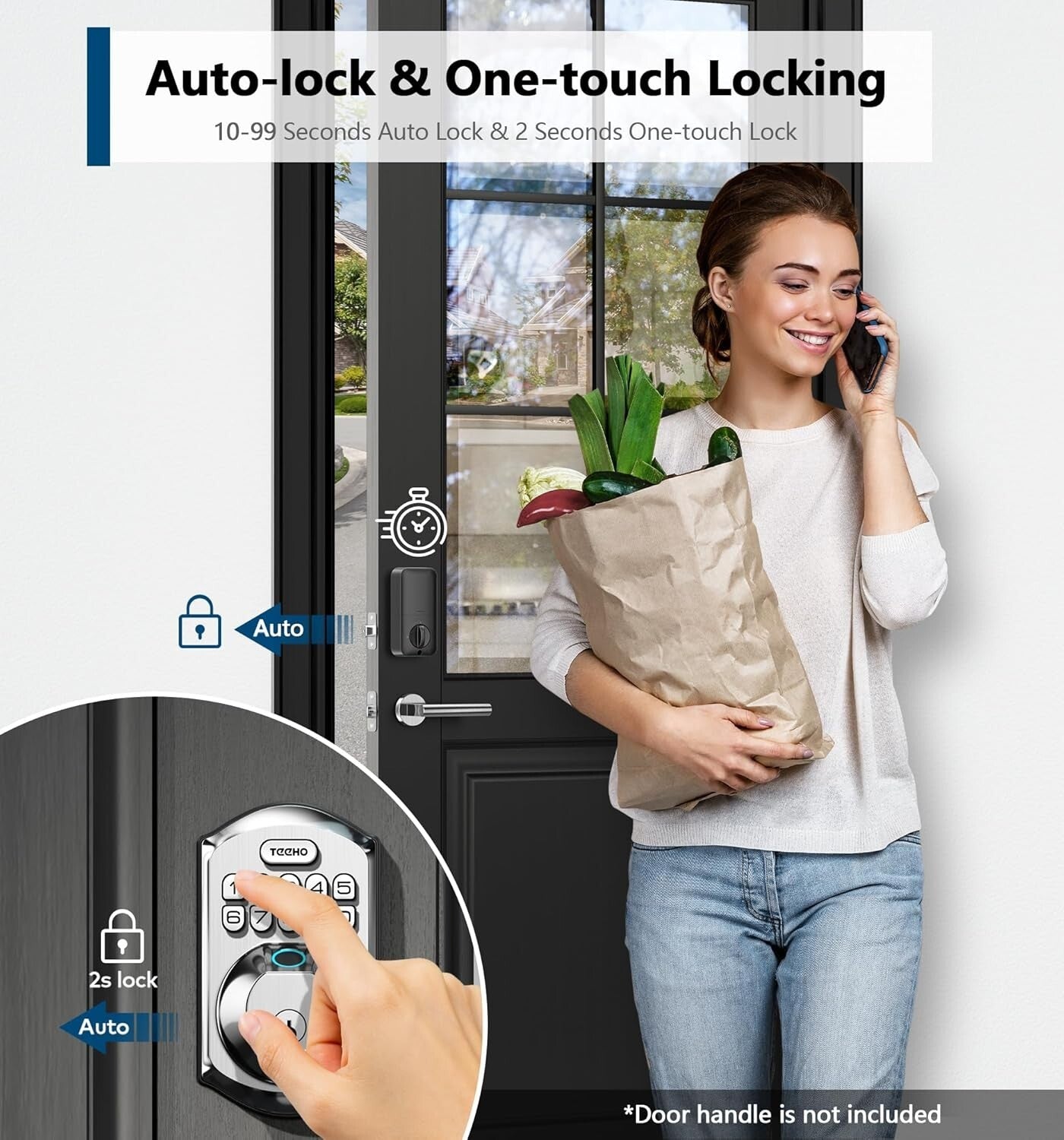Fingerprint Keyless Entry Door Lock - Smart Satin Nickel Deadbolt with Auto Lock