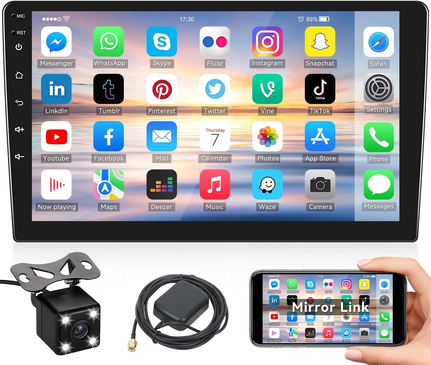 10.1-Inch HD Touchscreen Double Din Car Stereo with GPS & Bluetooth Connectivity