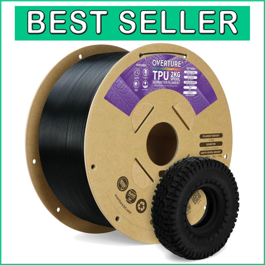 Premium 1kg TPU Filament, 95A Black, Ideal for Layer Adhesion & Durability