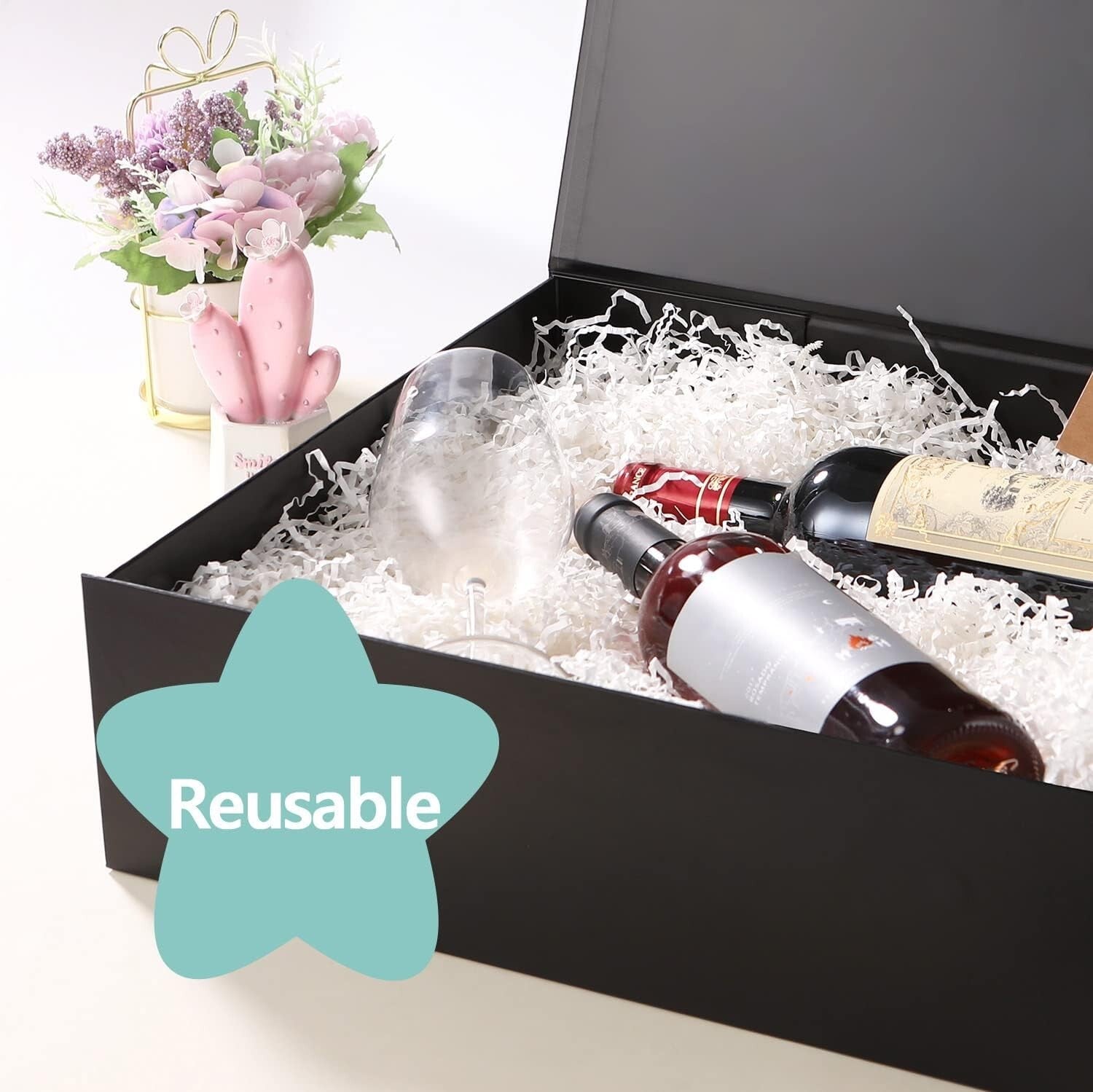 Elegant 5-Pack Extra Large Black Gift Boxes with Magnetic Closure – 16.3"x14.2"