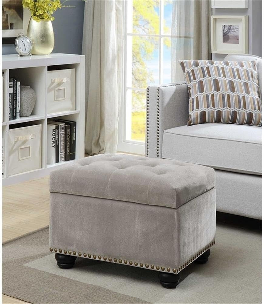 Chic 24" Velvet Ottoman with Hinged Lid - Perfect Footrest and Storage Solution