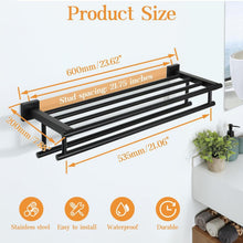 Load image into Gallery viewer, Elegant 24-Inch Wall-Mount Towel Holder in Matte Black - Heavy Duty Design