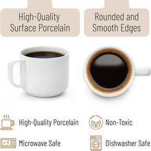 Load image into Gallery viewer, Microwave &amp; Dishwasher Safe Stackable Coffee Mugs – 12 Oz, White Porcelain Set