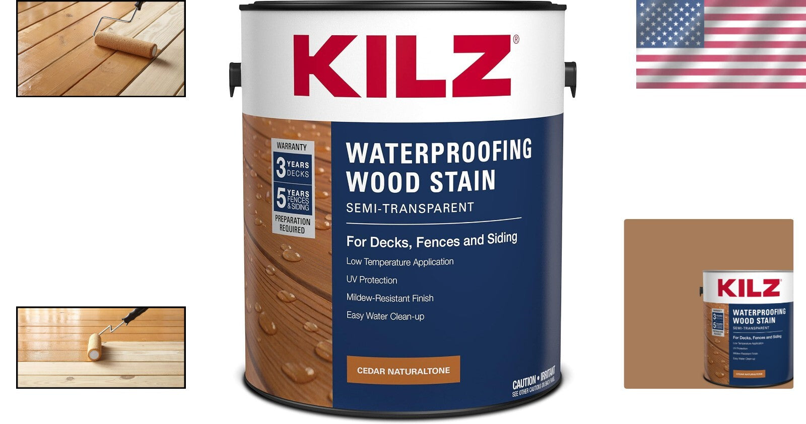 Acrylic-Based Cedar Semi-Transparent Wood Stain - 1 Gallon, 500 Sq. Ft. Coverage