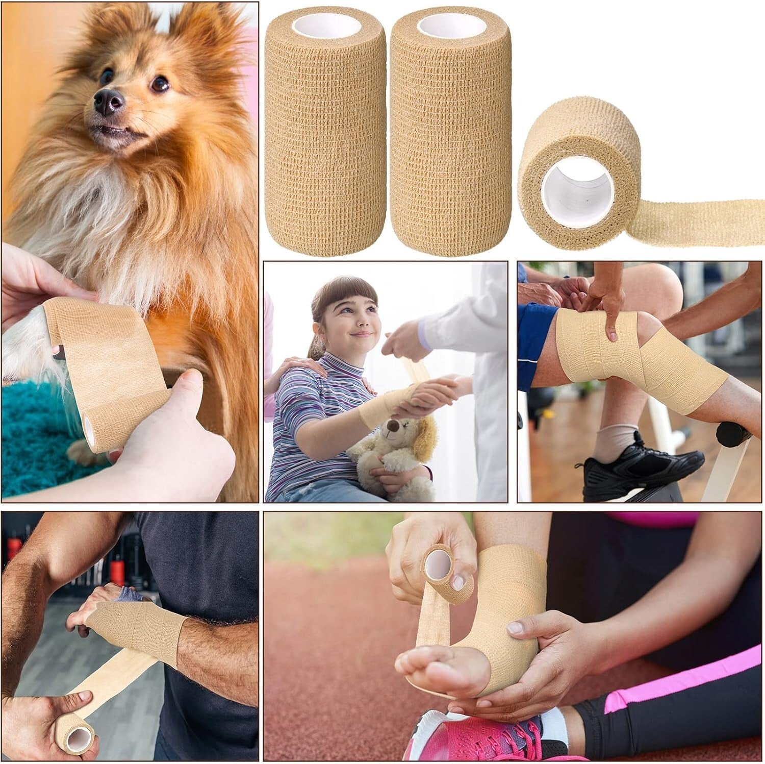 36 Pcs Self-Adherent Elastic Bandage Wrap - Breathable Cohesive Tape for Sports