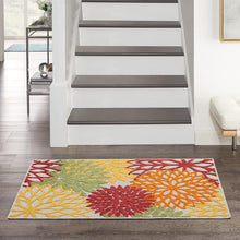 Load image into Gallery viewer, Tropical Floral Area Rug - Stain-Resistant Red Multicolor Fabric 3' x 5'
