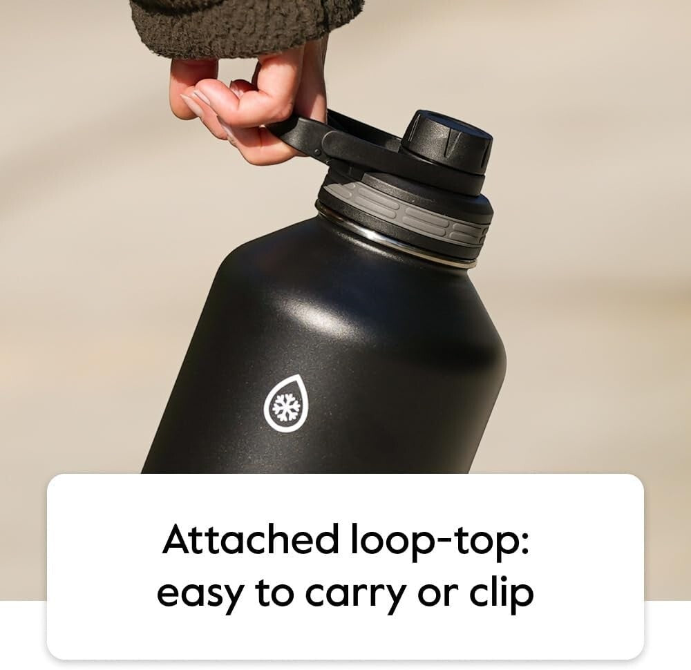 2 Pack 40oz Stainless Steel Insulated Water Bottles - Cold 24 Hours, Leak-proof