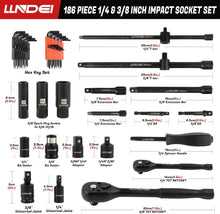 Load image into Gallery viewer, Professional 186-Piece Socket Set - 1/4 &amp; 3/8’ with Spark Plug &amp; Extension Tools