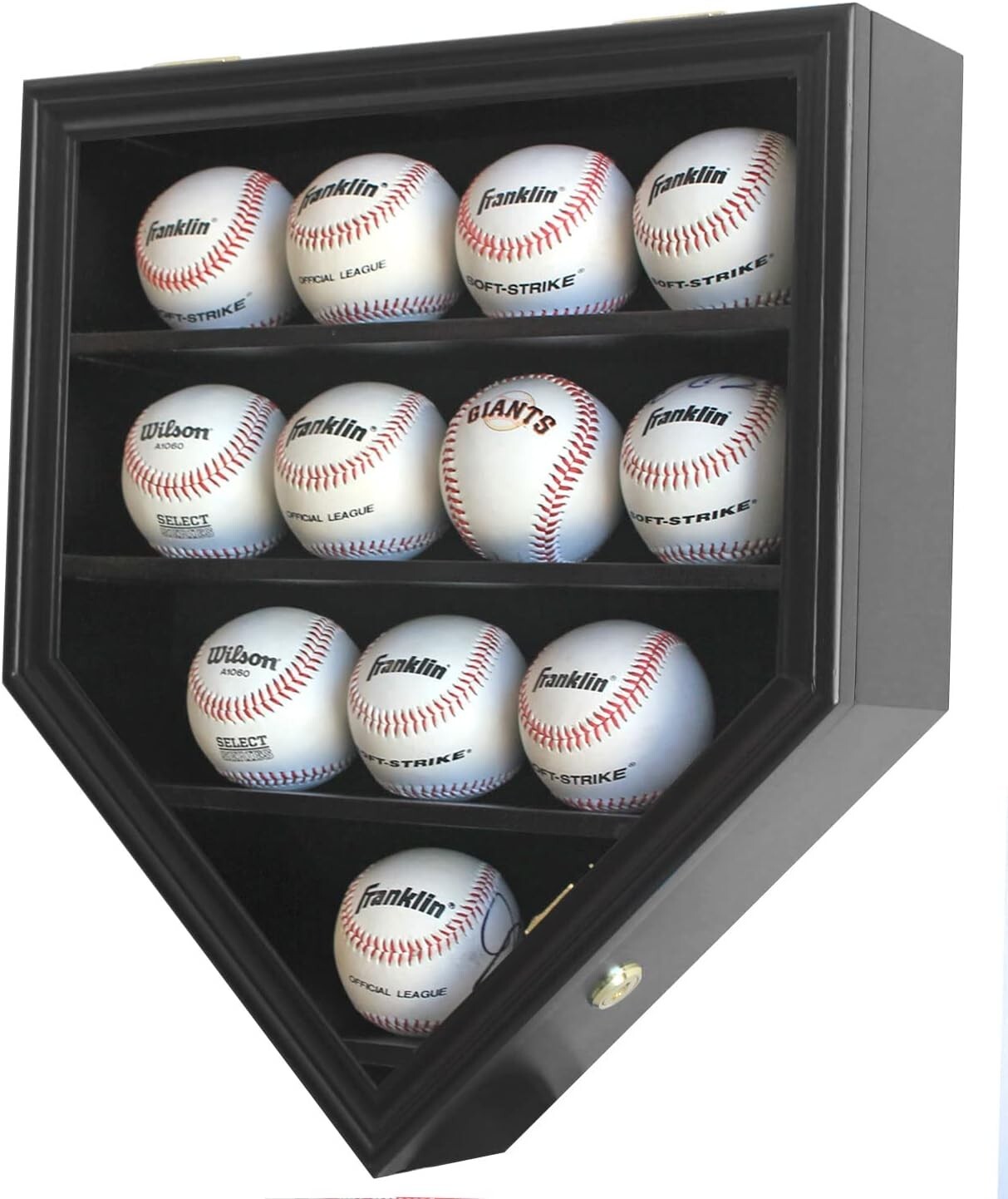 Wall-Mounted Baseball Display Case for 12 Balls with UV Protection & Locks