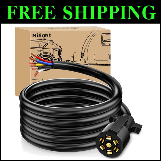 2FT Flexible 7-Way Trailer Wire with Color-Coded Wires - Corrosion-Resistant