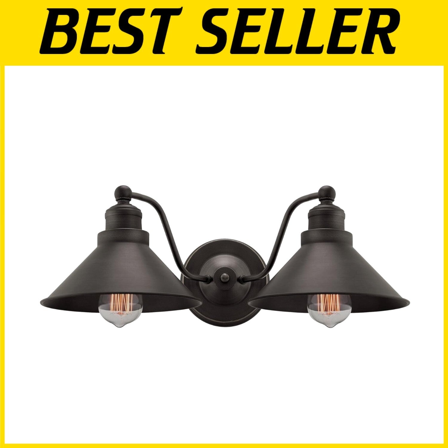 Brushed Dark Industrial Bronze 2-Light Bathroom Sconce with Dimmer Compatibility