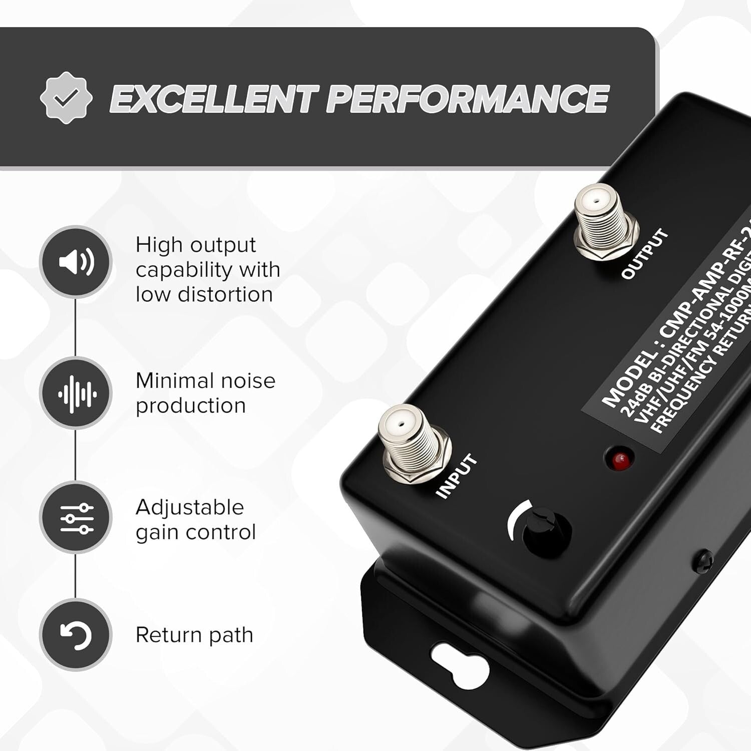 1000 MHz Signal Booster - Heavy Duty Antenna Amplifier for Crystal Clear TV