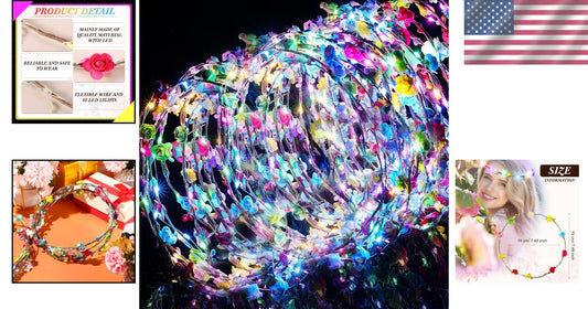 Festive Luminous Flower Crowns - 64 Durable Headbands for All Celebrations