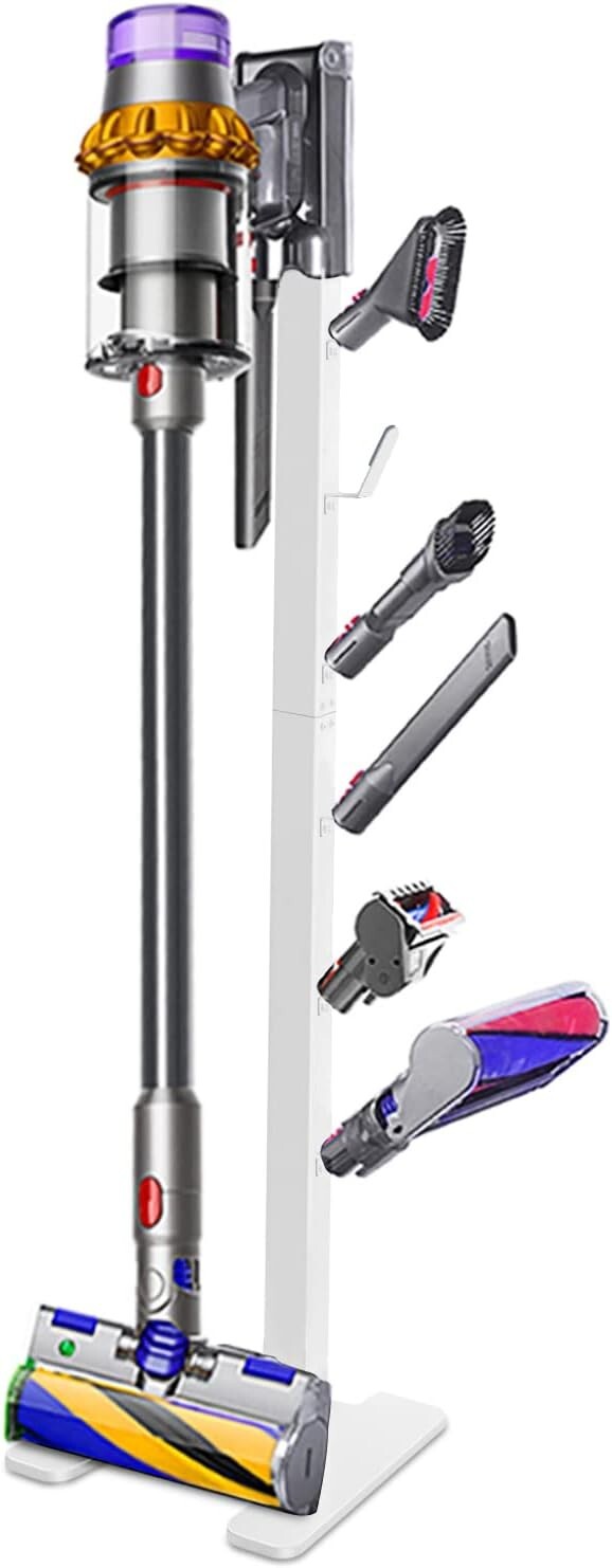 Sturdy Metal Organizer for Cordless Vacuums - 6 Hooks, No Wall Drilling Required