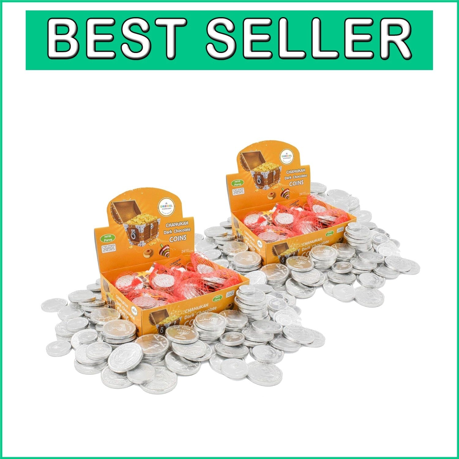 48 Kosher Parve Chocolate Coins - Dairy-Free Dark Gelt for Hanukkah Celebrations