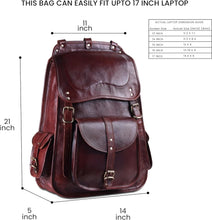 Load image into Gallery viewer, Handcrafted 21" Leather Daypack with Spacious Laptop Compartment &amp; Vintage Style