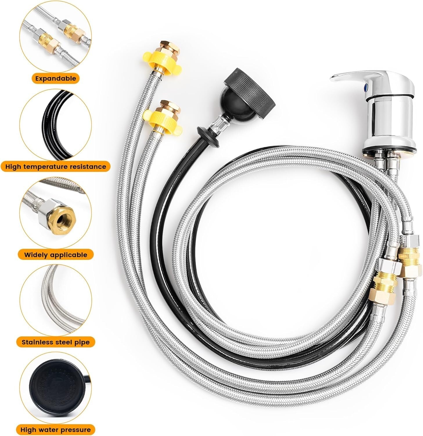 Personalized Salon Shampoo Bowl Faucet with Adjustable Hose & Extra Connectors