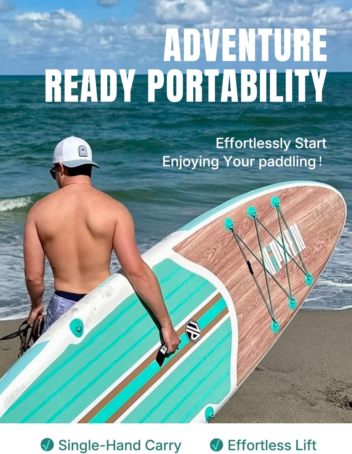 Versatile 10’6’’ Inflatable Paddle Board with Full Accessories Set - Mint