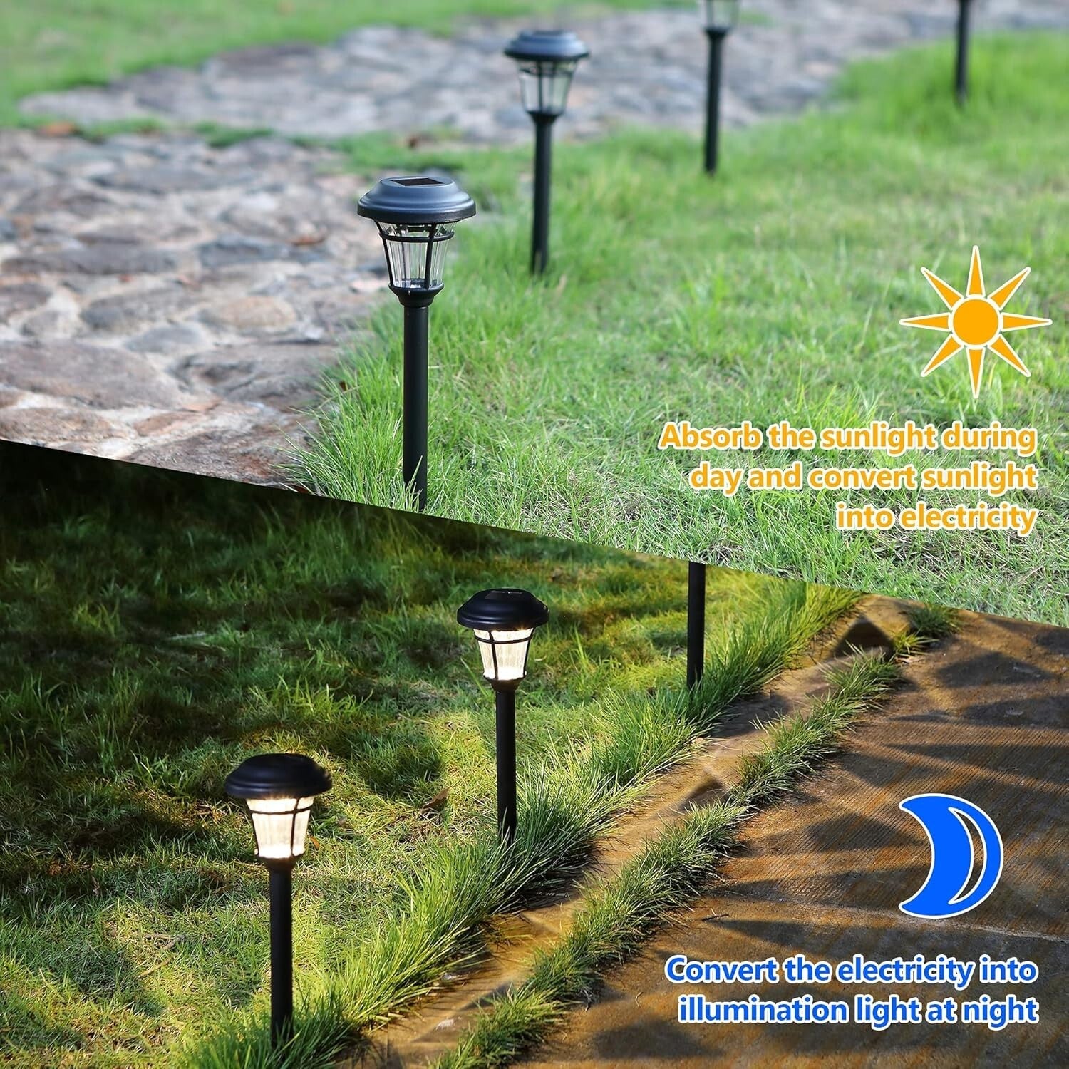 Stylish 12 Solar Garden Lights - Cordless, Waterproof Outdoor Pathway Lighting