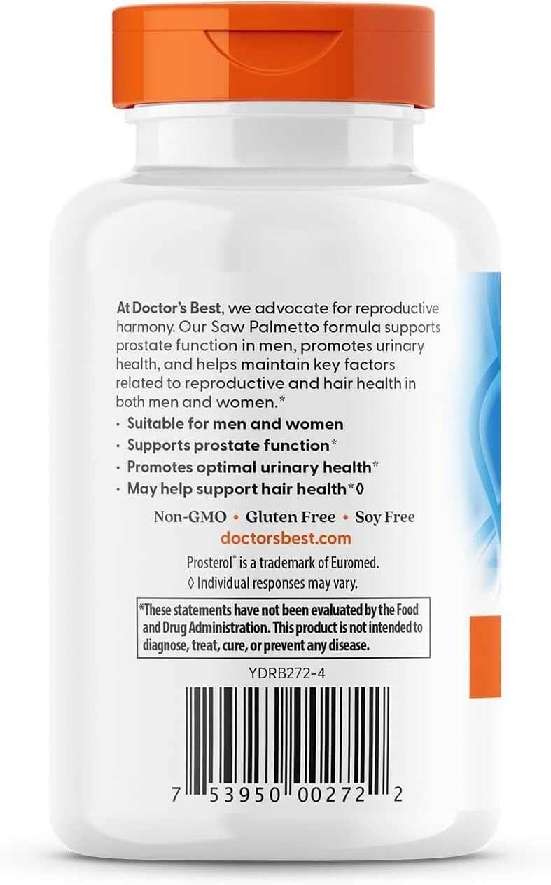 180 Count Gluten-Free Saw Palmetto 320 mg Extract - Prostate & Urinary Support