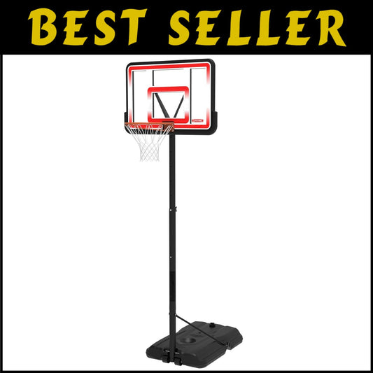 Adjustable Shatterproof Portable Basketball Hoop - 44" Backboard, Freestanding