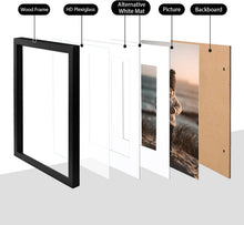 Load image into Gallery viewer, Set of 4 Elegant Solid Wood 12x16 Picture Frames - Lightweight Black Design