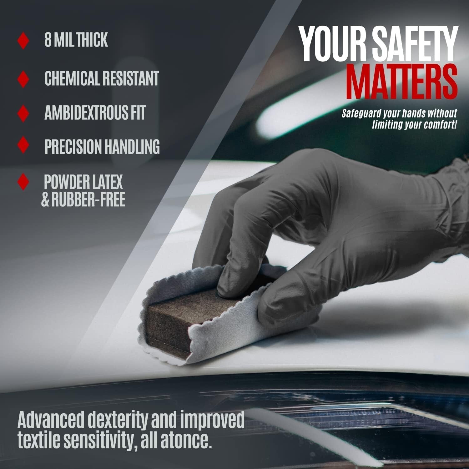 Diamond Textured Nitrile Gloves - 8 Mil, Resistant & Comfortable for Long Hours