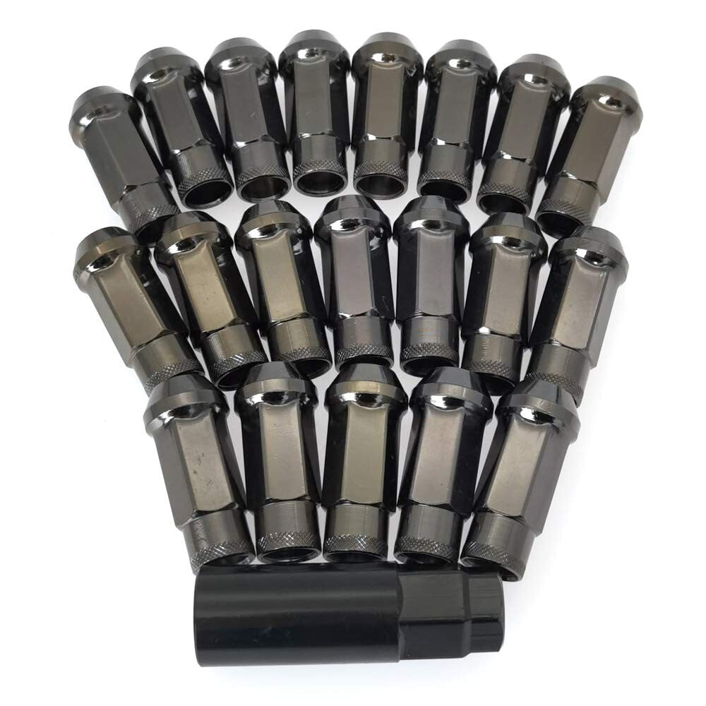 M12x1.5 Titanium Open-End Lug Nuts - 20 Pieces + Socket Key Set for Custom Look
