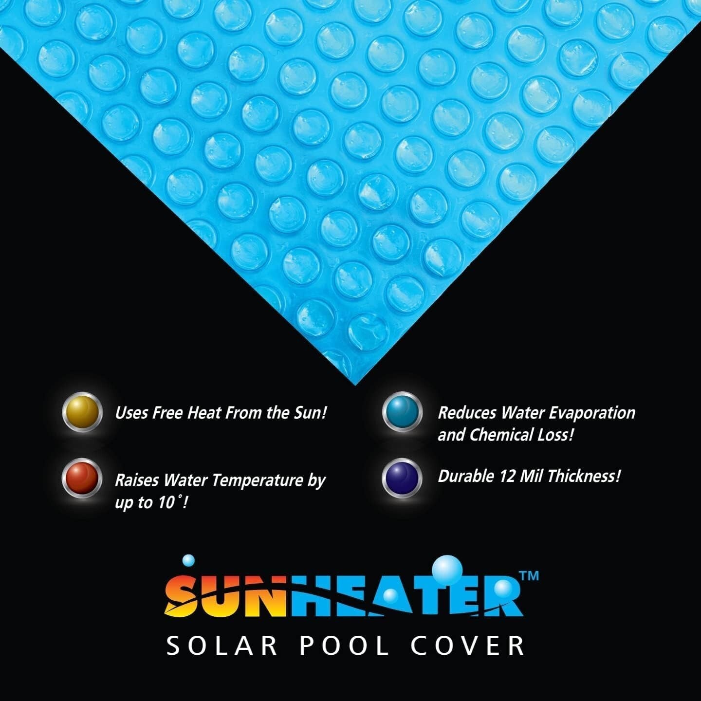 12 Mil Rectangular Solar Pool Cover - Reduces Evaporation & Cuts Cleaning Costs
