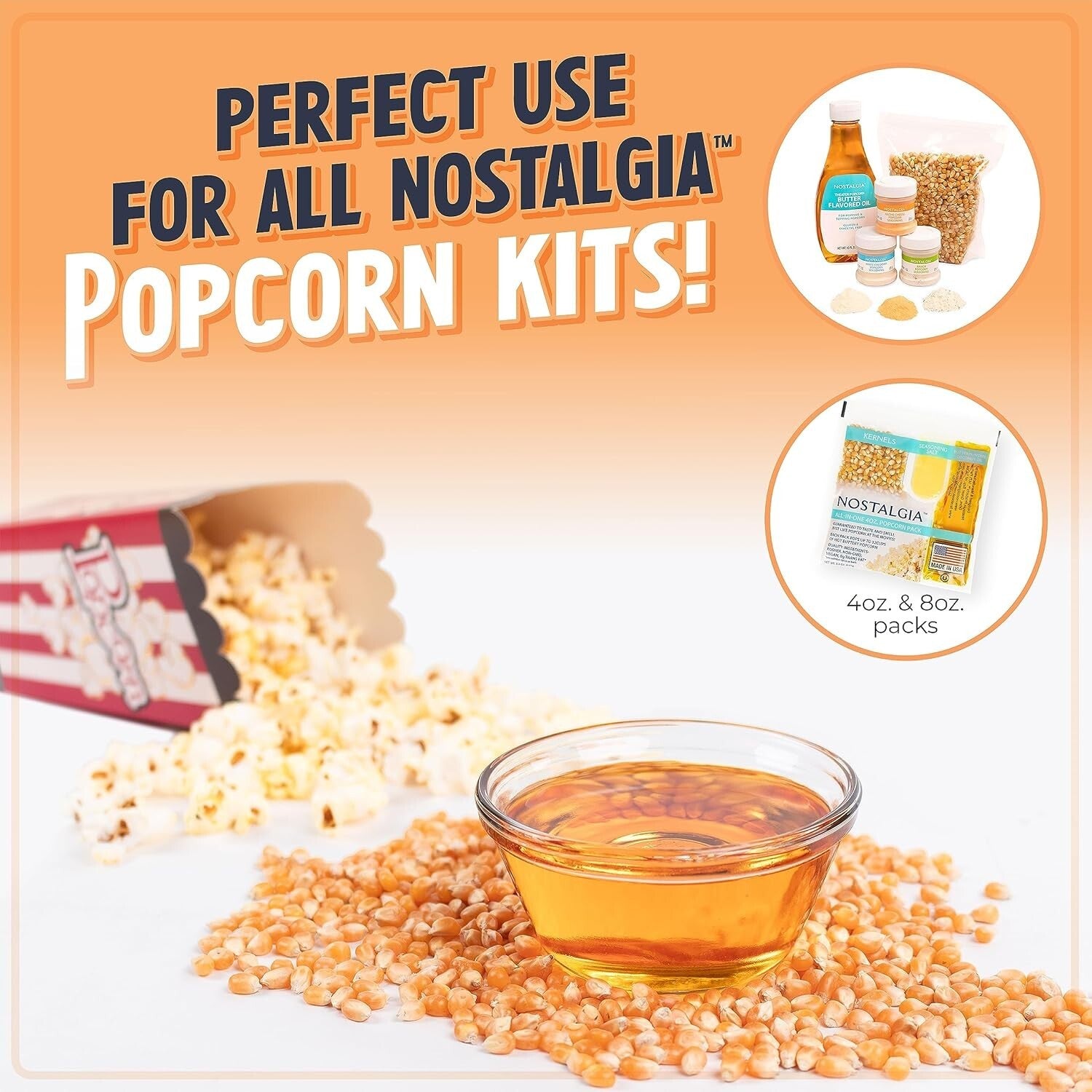Family-Friendly 8 Oz Popcorn Maker with 32 Cup Capacity & Safety Glass Design