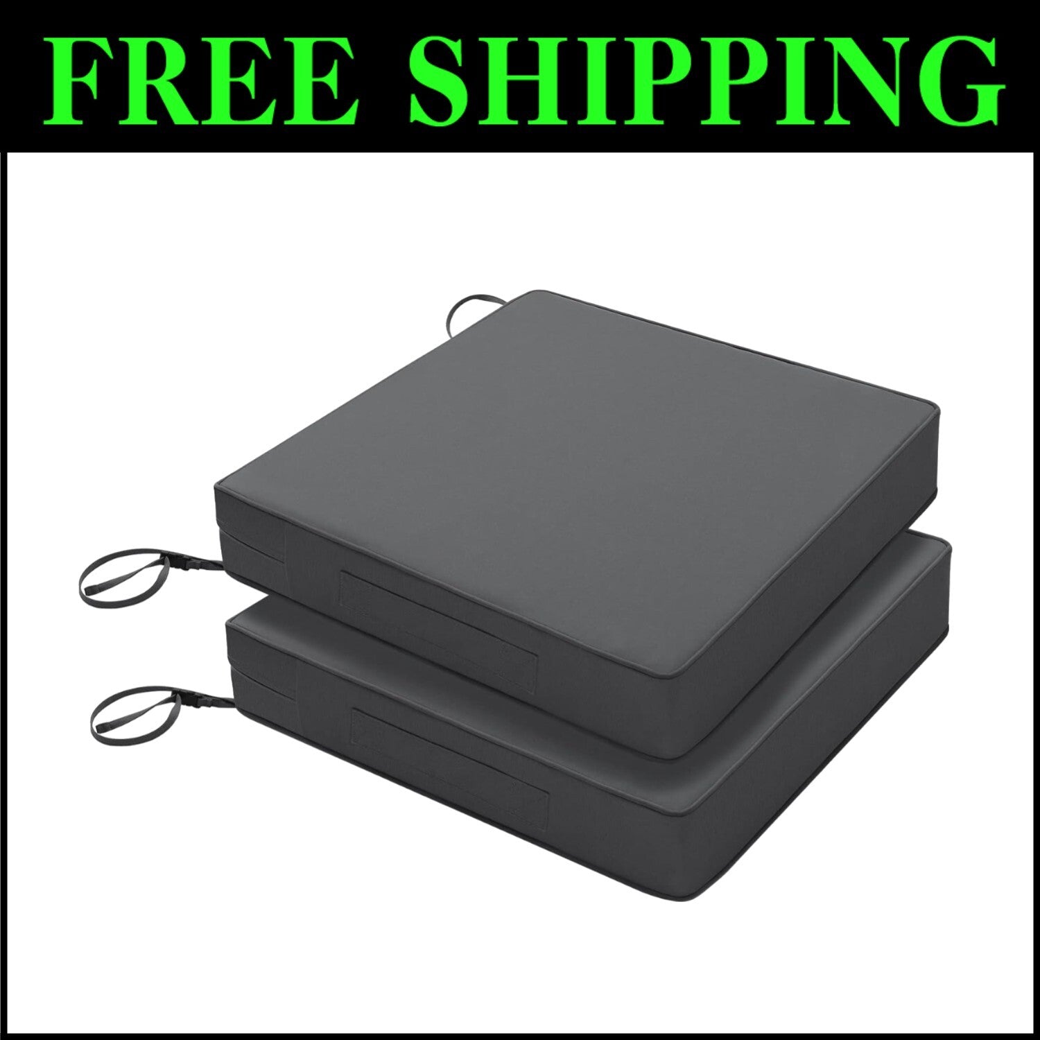 Luxurious 24-Inch Square Cushions for Patio Chairs 4-Inch Thick - Set of 2 Gray