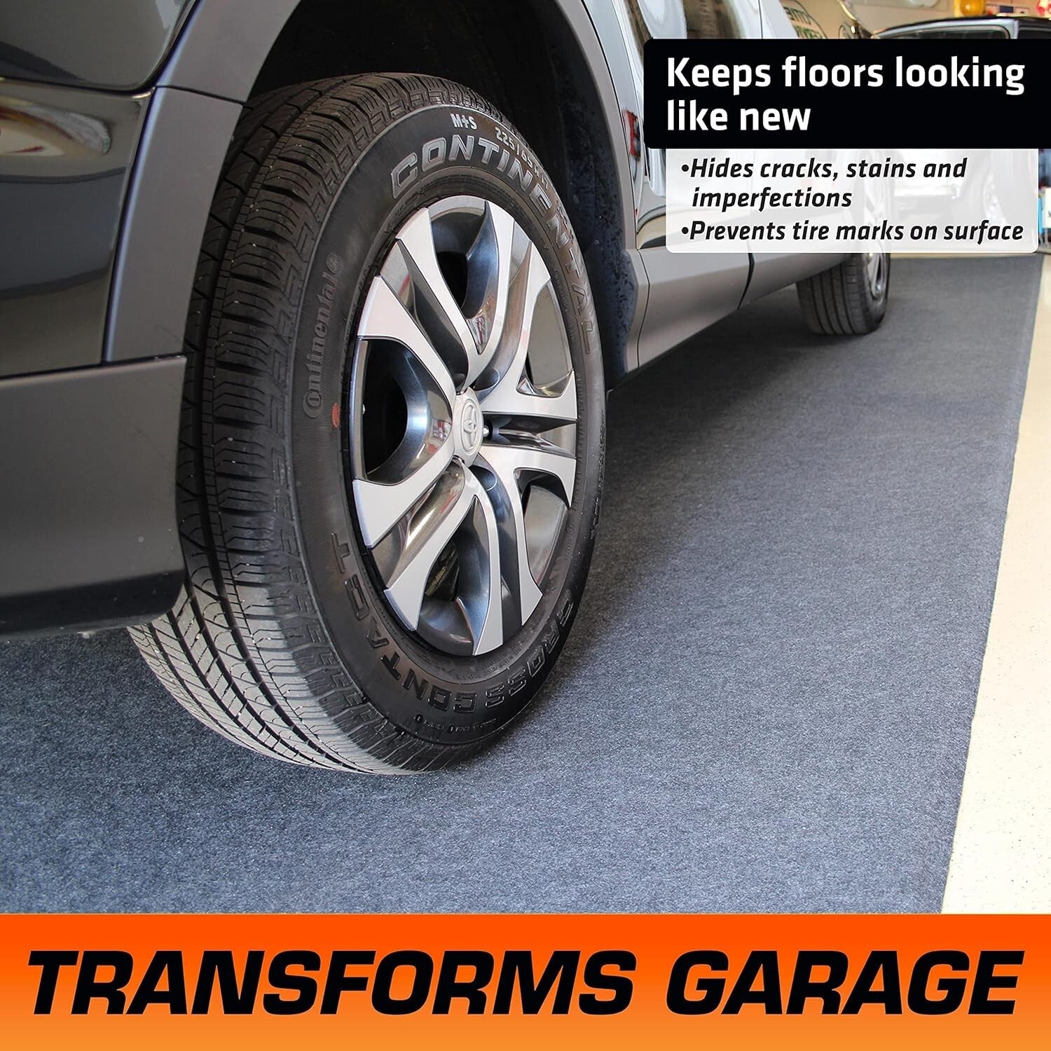Durable Charcoal Garage Floor Mat 17' x 7'4" - Transforms & Protects Surface