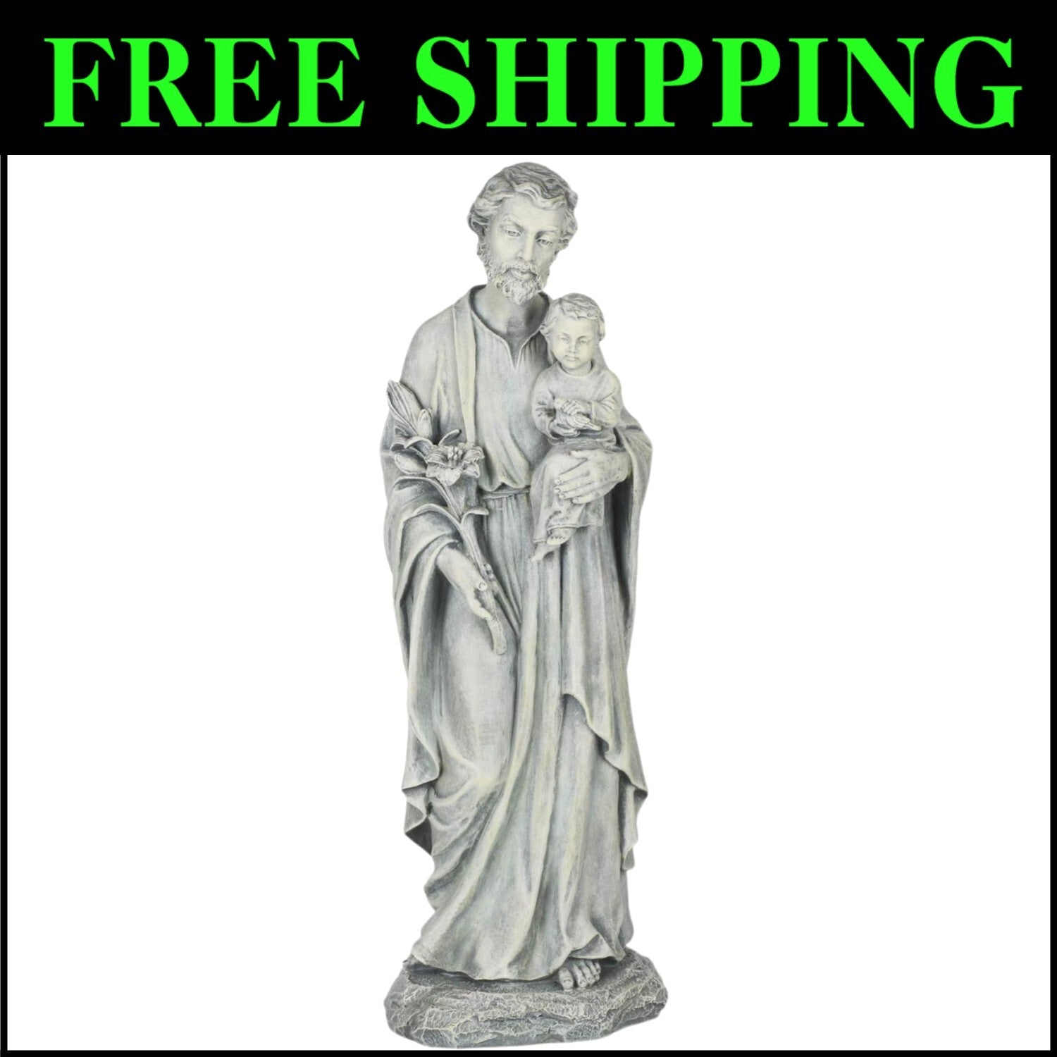 Intricately Crafted 20" St. Joseph and Child Garden Statue for Religious Spaces