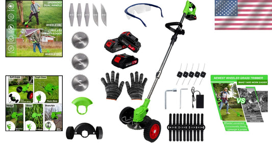 Lightweight Foldable Electric Grass Trimmer with Adjustable Height & Blades