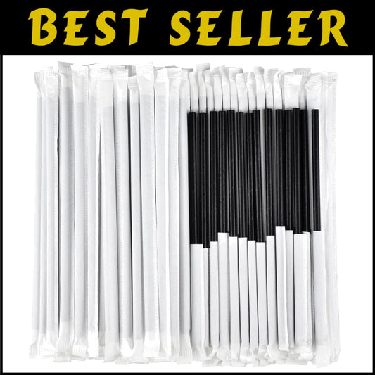 Bulk Black Paper Drinking Straws – 1000 Individually Wrapped Eco-Friendly Straws