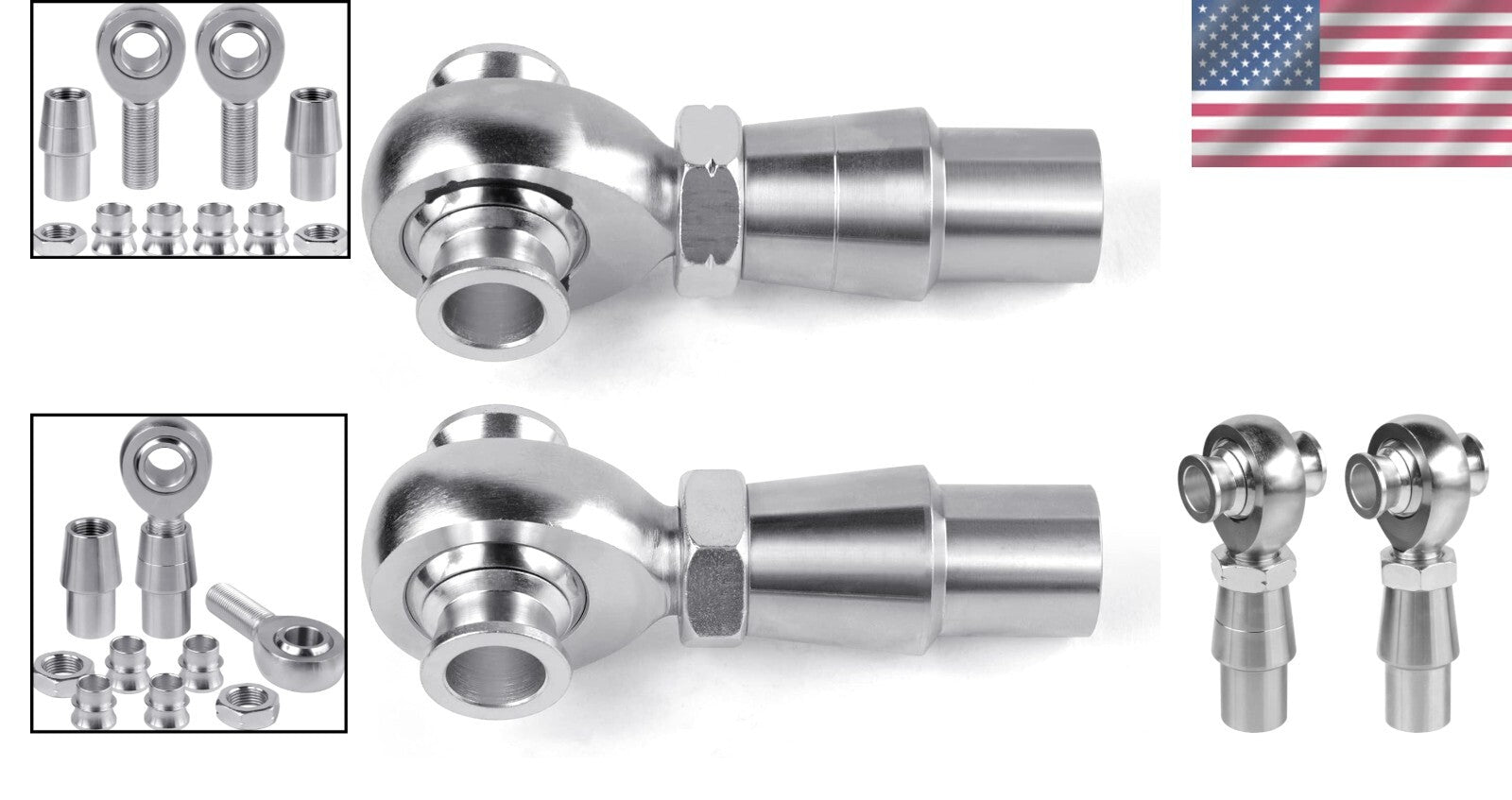 Versatile 3/4" Right & Left Hand Thread Heim Joint Kit with Jam Nuts & Adapters