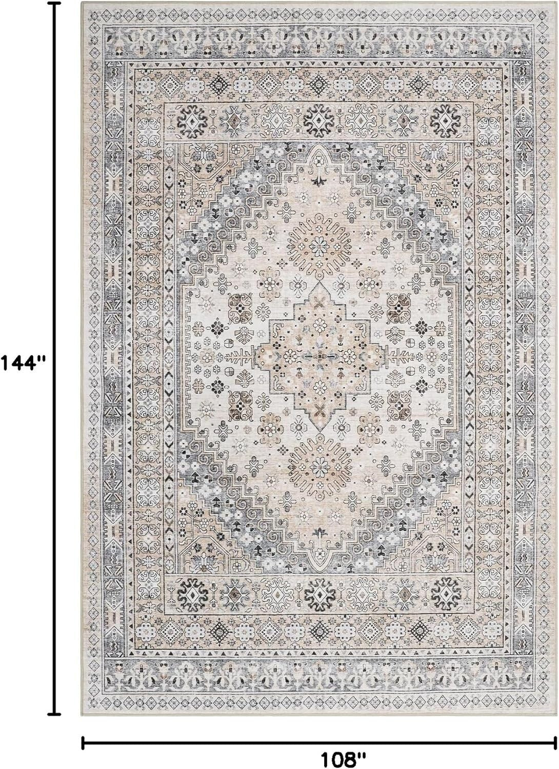 Stain Resistant 9' x 12' Area Rug: Lightweight, Non-Slip, Perfect for Families