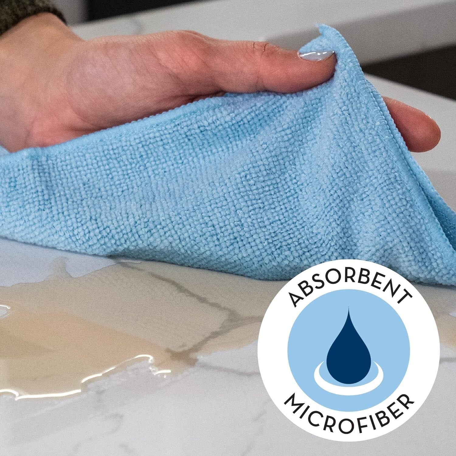 Bulk 150 Light Blue Microfiber Cleaning Cloths - Machine Washable & Lint-Free