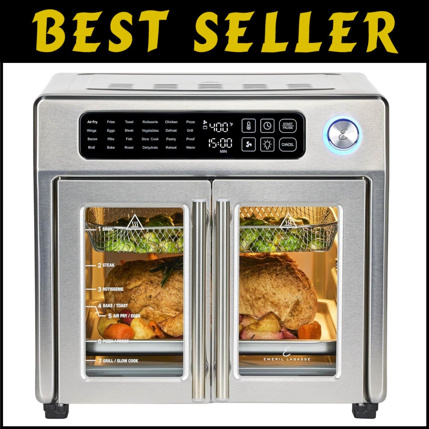24 Cooking Functions Extra Large Air Fryer Toaster Oven with Touchscreen Control