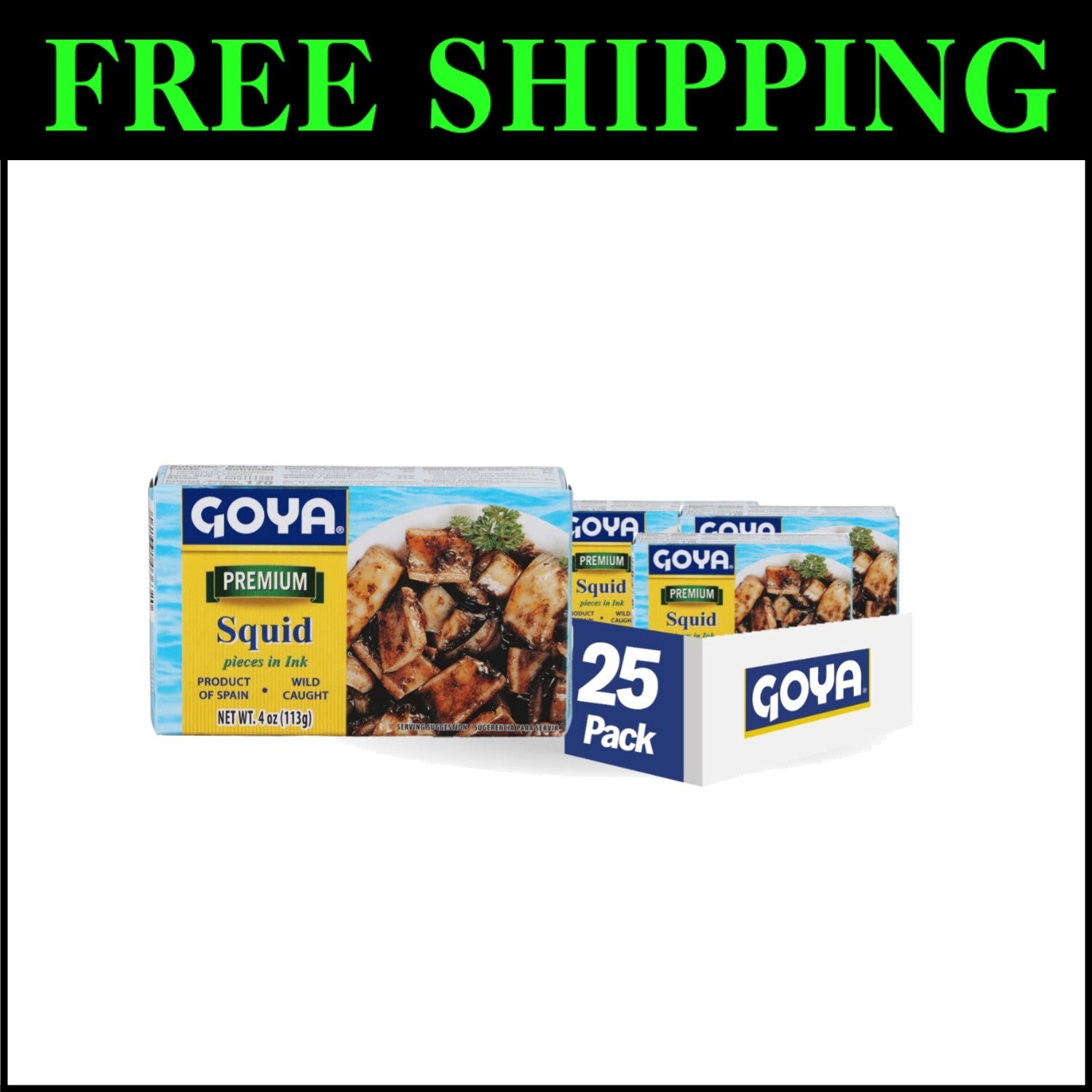 Ready-to-Eat Squid Pieces in Ink, 4oz Pack - Ideal for Quick Gourmet Meals