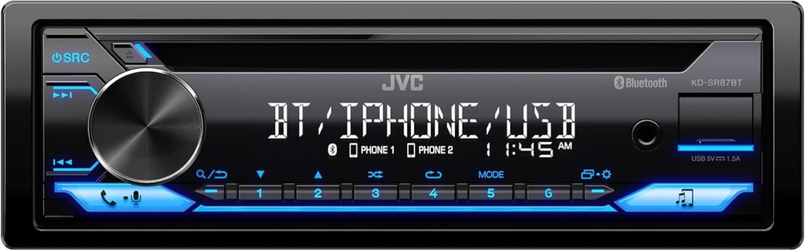 Bluetooth CD Car Stereo with USB & AUX - 13-Band EQ & Detachable Face Plate