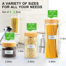 Load image into Gallery viewer, Wide Mouth Airtight Glass Jars with Bamboo Lids - 5 Sizes for Kitchen Pantry