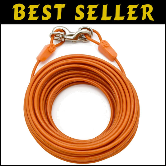 Heavy-Duty 70FT Dog Runner Cable with PVC Coating - Supports Dogs Up to 250 Lbs