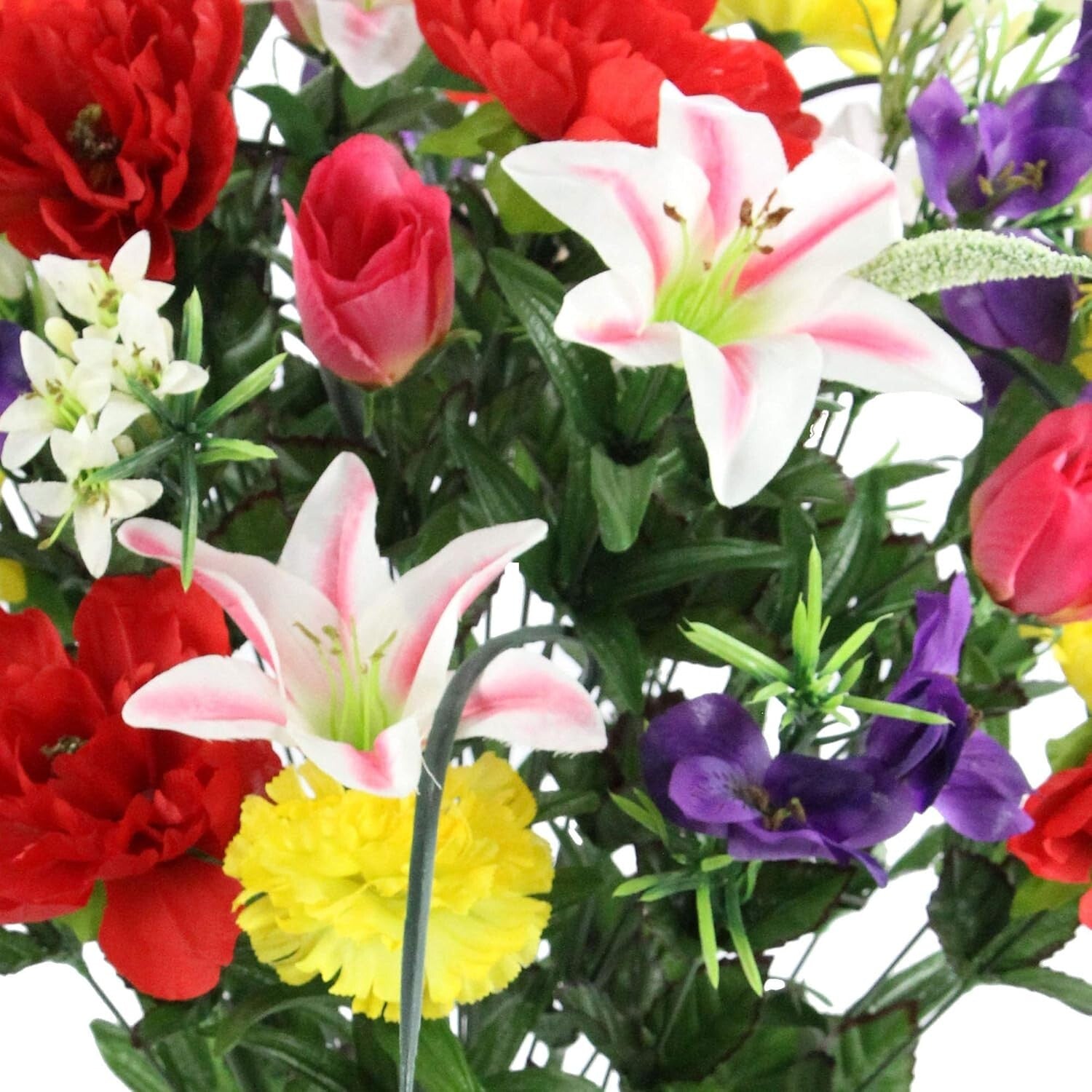 40-Stem Artificial Mixed Flower Arrangement - Vibrant Roses, Lilies & Peonies