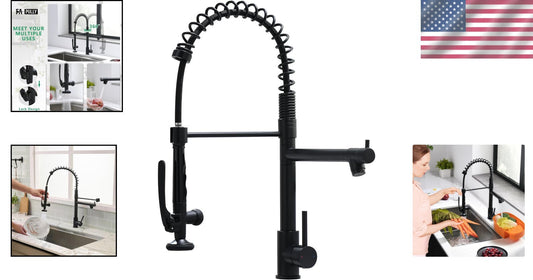Elegant Matte Black Gooseneck Faucet with Pull Down Sprayer for Modern Kitchens
