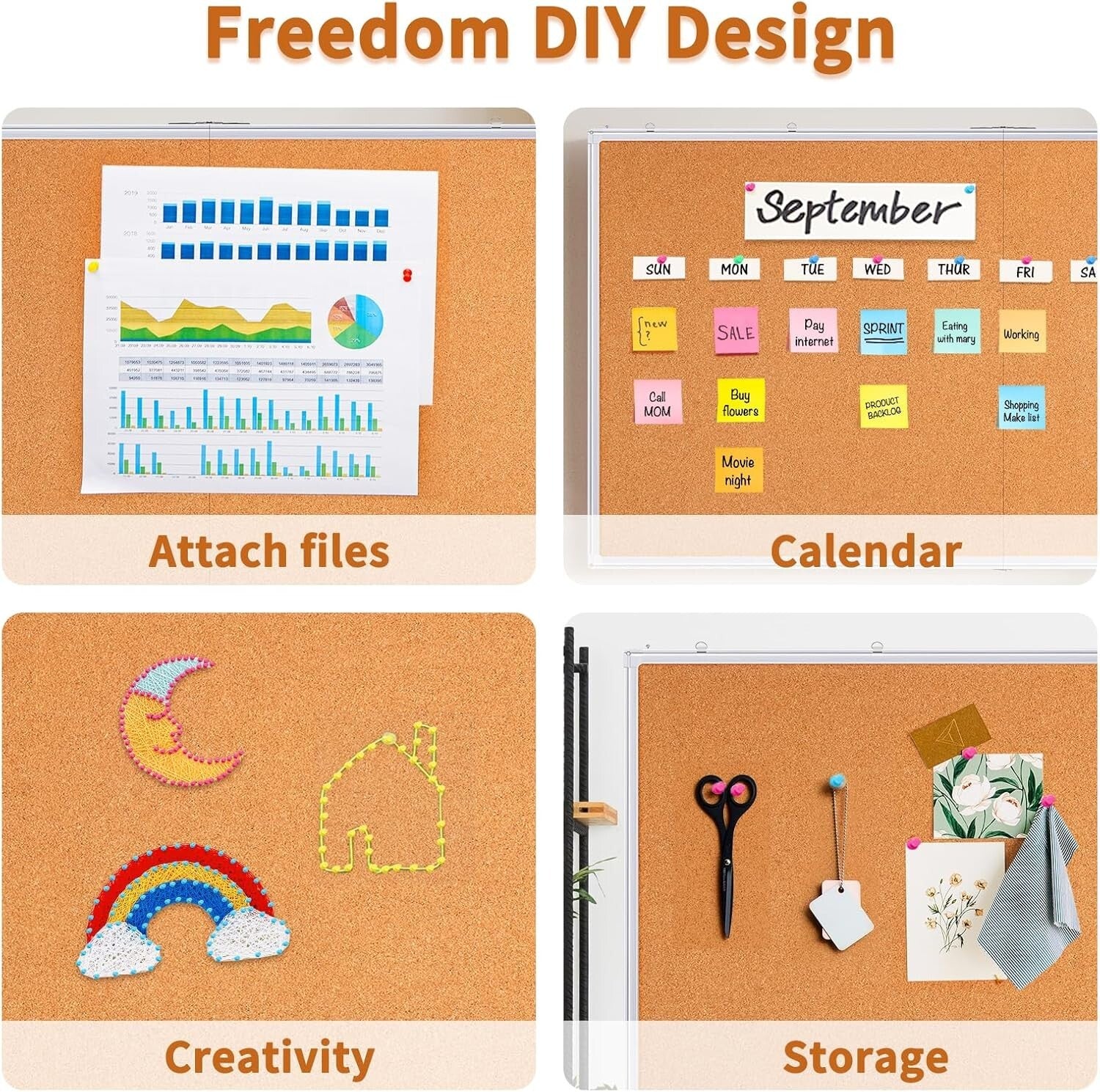 Large 72x48 in Aluminum Framed Cork Board - Foldable Office & Home Display