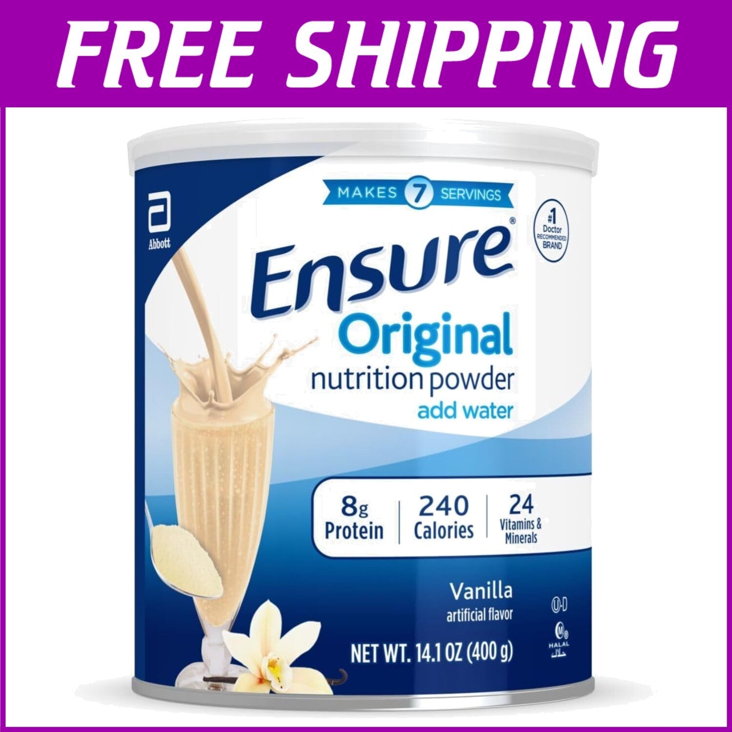 Balanced Nutrition with 6 Cans Vanilla Protein Powder - Gluten-Free & Kosher