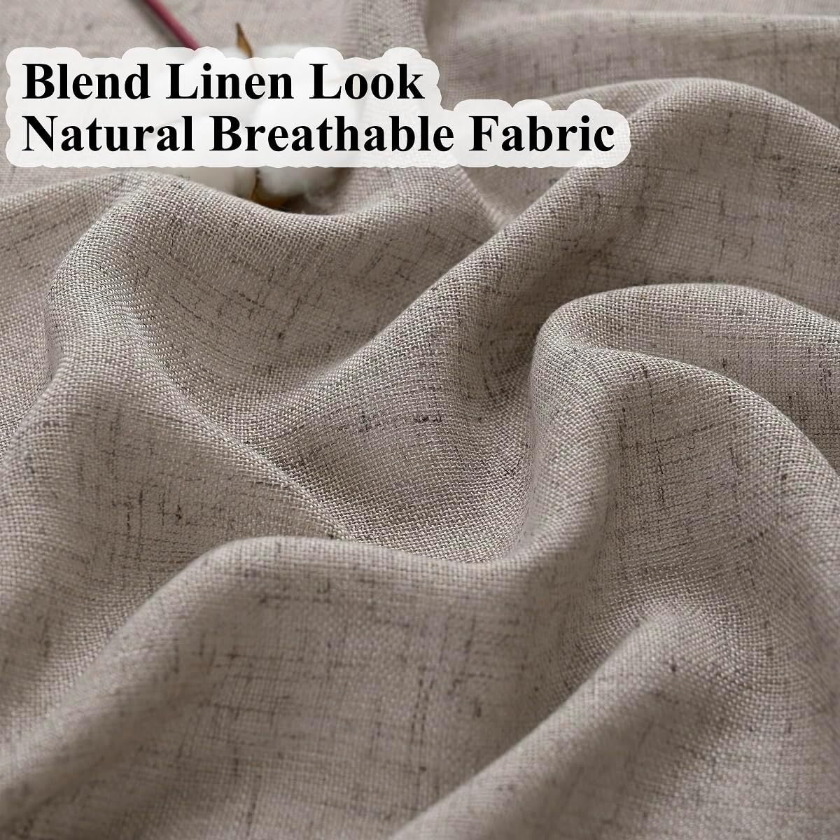 102-Inch Dark Taupe Faux Linen Custom Curtains - Rustic Sheer Drapes, 2 Panels