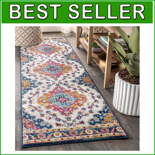 Elegant Indoor Floral Runner Rug 2'3" x 8' - Water-Resistant Vintage Charm